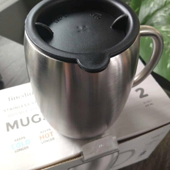 FineDine Insulated Stainless Steel Coffee Mug with Lid and Handle (2 Pk) 14 oz - Picture 5 of 5